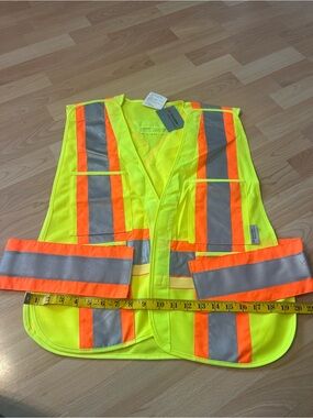 High-Visibility Safety Vest - Neon Yellow with Orange & Reflective Stripes XL